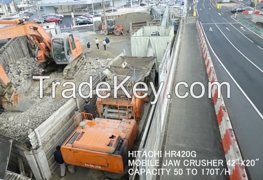 USED HITACHI MODEL HR420G MOBILE JAW CRUSHER (SIZE 42" x 20")