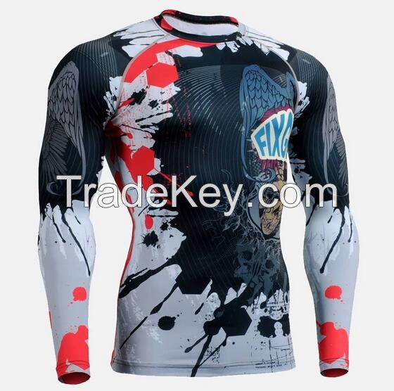 wholesale long sleeve custom BJJ/MMA rashguard oem with sublimation