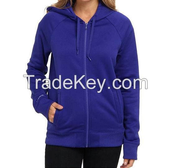 Womens plain fleece hoodie with full zipper