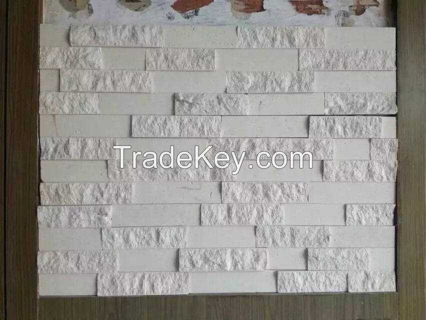 white marble Cultured stone 60x15cm white wall stone panel