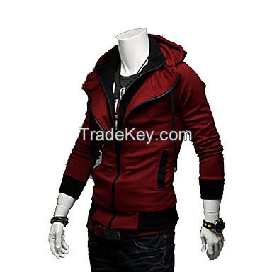 Men's Contrast Color Hoodie Thin Coat