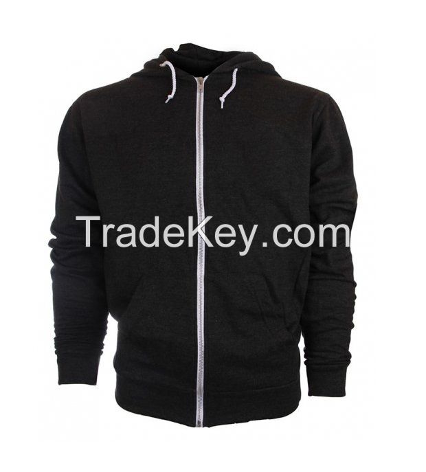 Black Printed Luxury Zip Men Hoodies 80% Cotton 20% Polyester