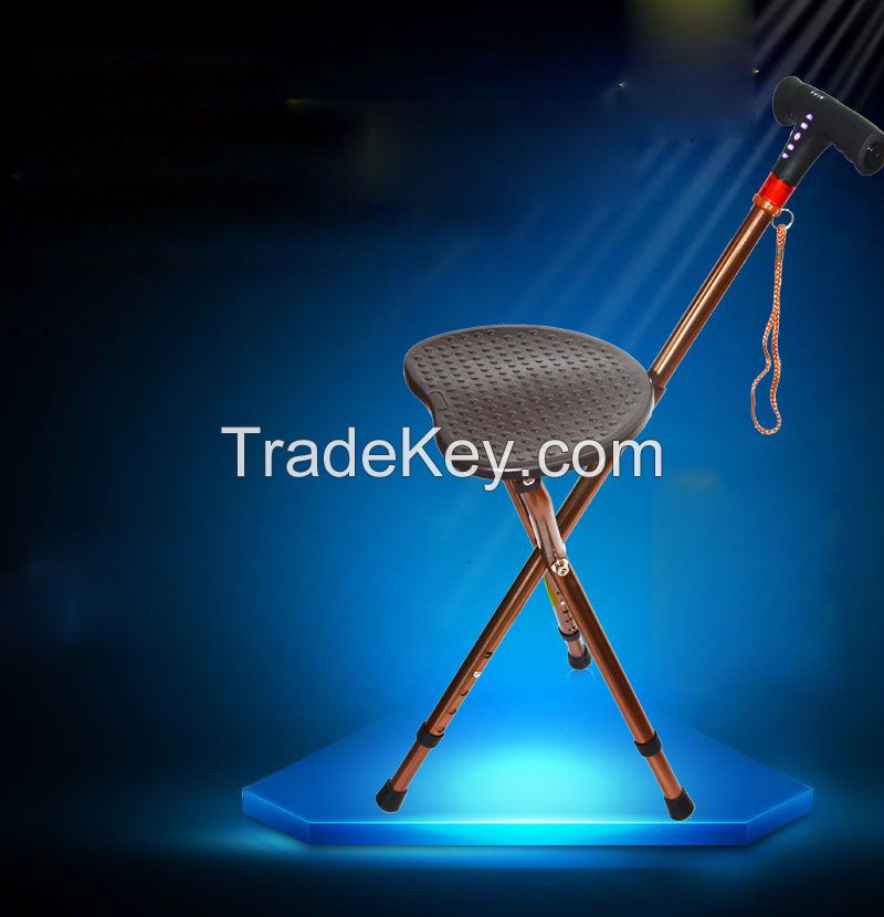 Smart Tri-Pod Three Legs FM Radio Walking Stick Chair with LED Light