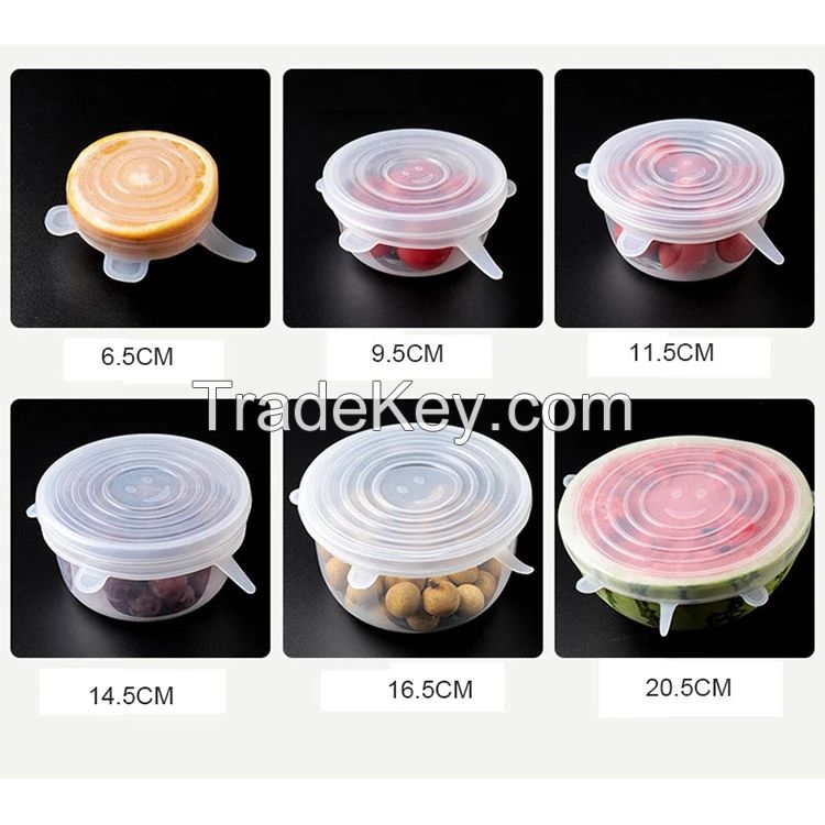 Reusable expandable 6 pack silicone stretch lids