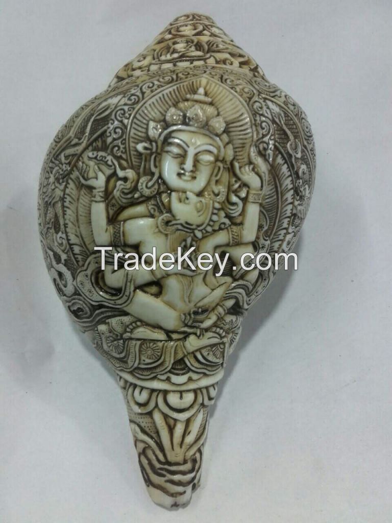 Green Tara Conch Shell