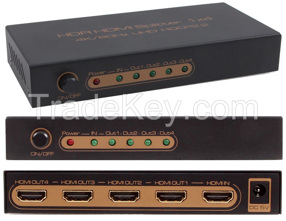 HDR HDMI Splitter V2.0 for 4K 60Hz UHD HDCP2.2 1x4 Port