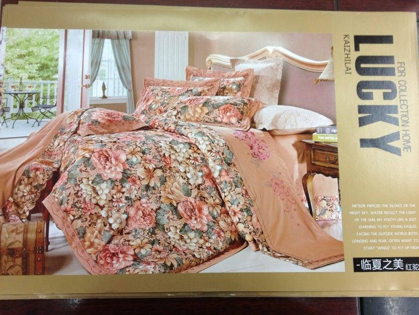 Embroidery Satin Drill 4pieces Bedding Set Good Looking with good comforter