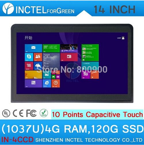 Latest 14 inch embedded all in one pc touch screen all in one pc with1037u 4G RAM 120G SSD