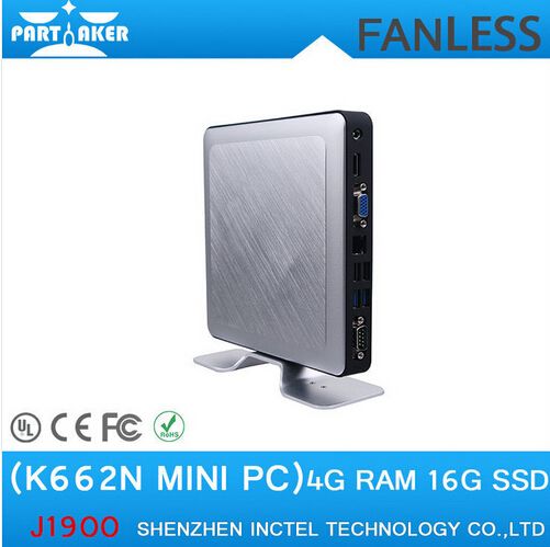 Smart desktop pc K662N J1900 ubuntu os quad core processor fanless motherboard support USB printer