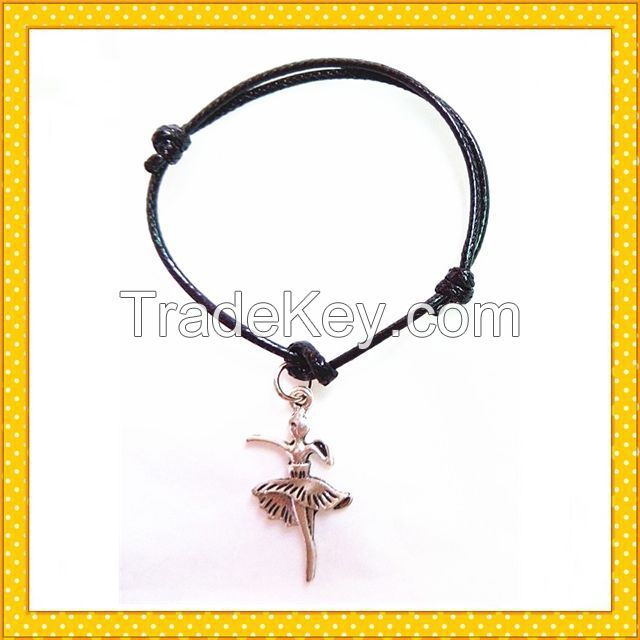 new ballet girl pendent handmade wax rope bracelet SL0011