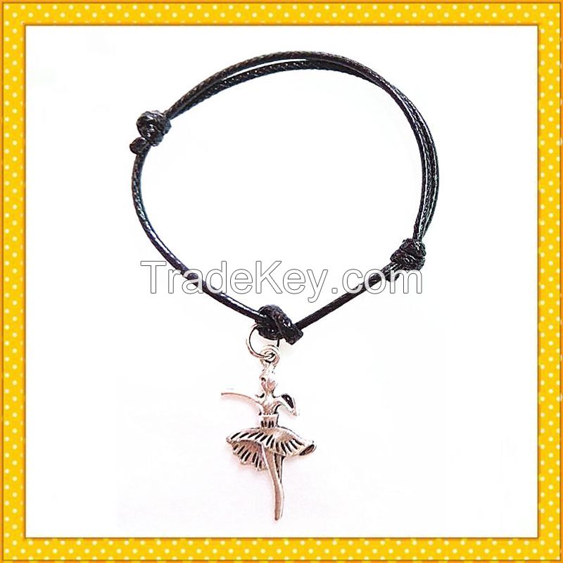 ballet girl alloy charm rope pendent bracelet SL0016