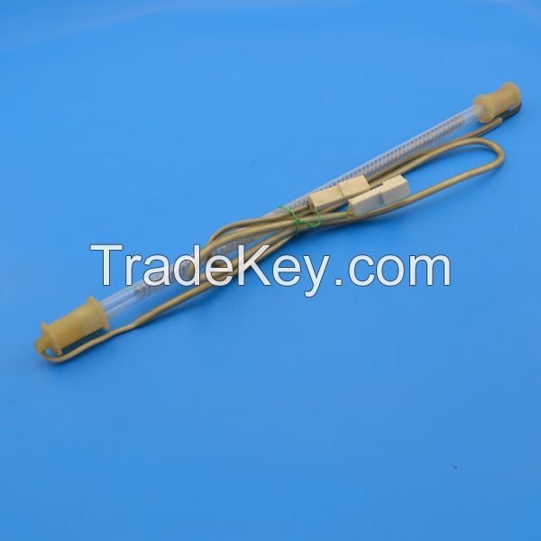 Glass tube defrost heater for refrigerator use