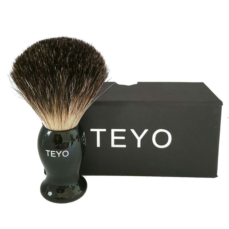 TEYO Original Black Badger Hair Shaving Brush of Resin Handle With Gift Box Packed