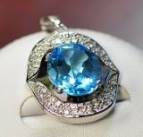 925 Silver with Blue Topaz Pendant (LBT-1003)