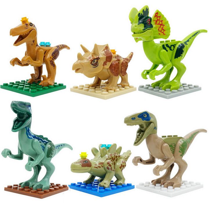 HOT SALE dinosaurs of Jurassic world blocks minifigure with 6 designes