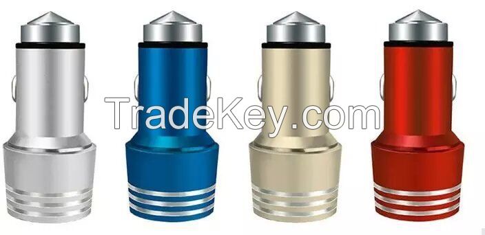 Wholesale fashionable dual usb metal car charger