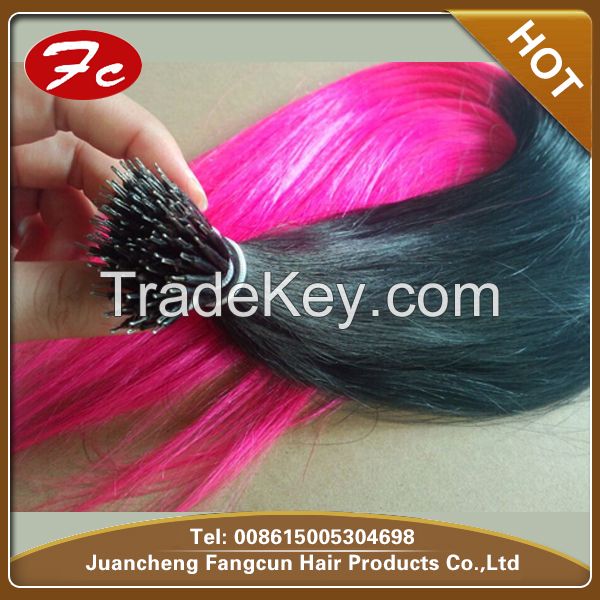 indian remy ombre color nano ring hair extension wholesale