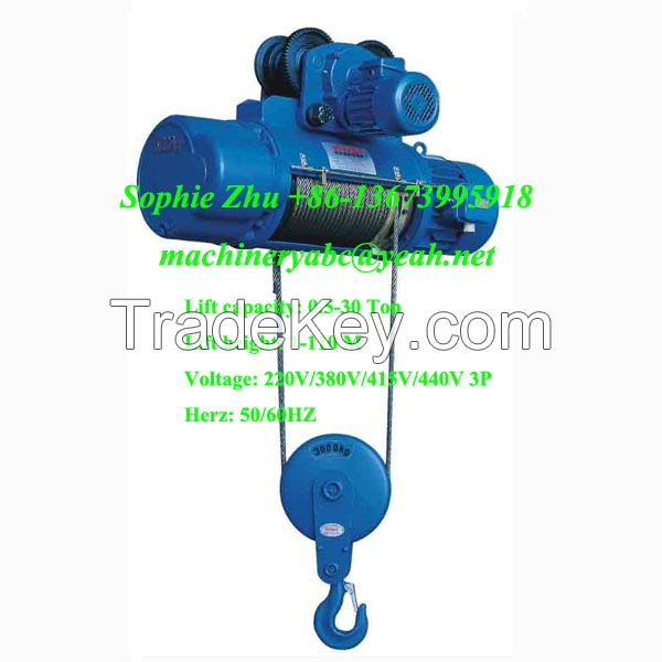 1-20 Ton, 3-110M Wire Rope Electric Hoist, Electric Wire Rope Hoist