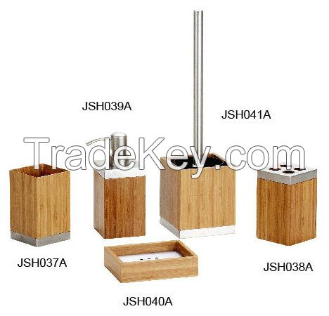 bathroom set with bamboo