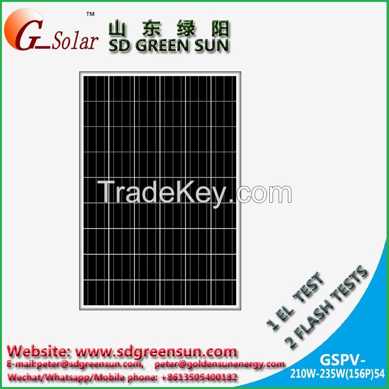 27V 210w-235w poly solar panel with positive tolerance