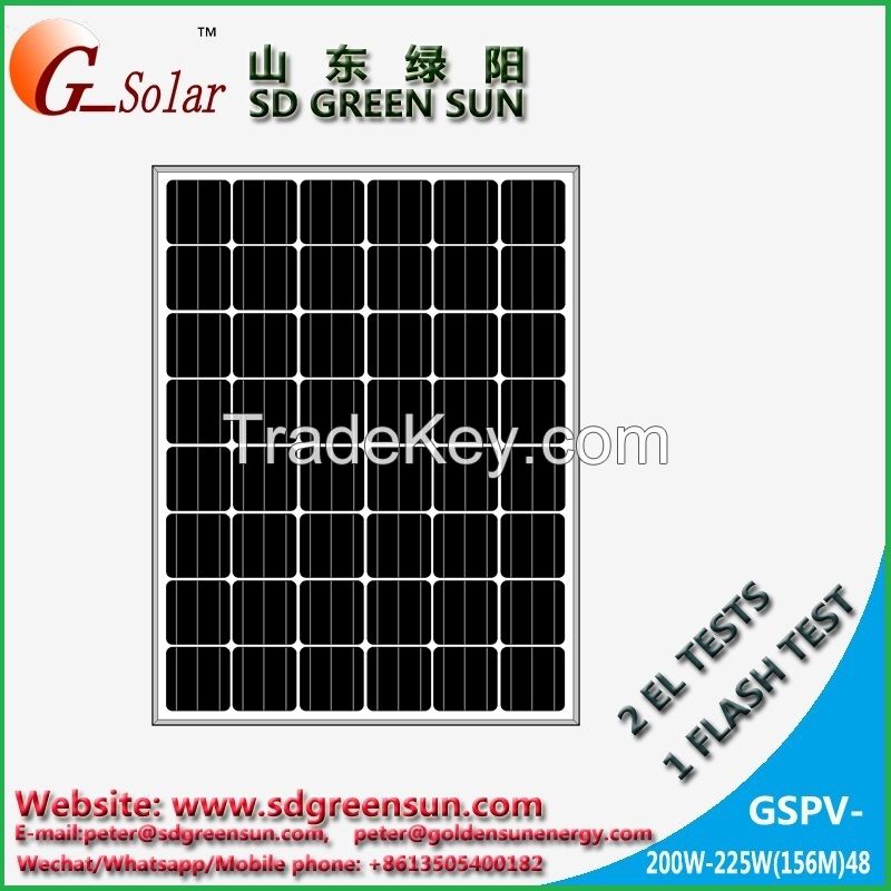 24V 200w-225w mono solar panel with positive tolerance