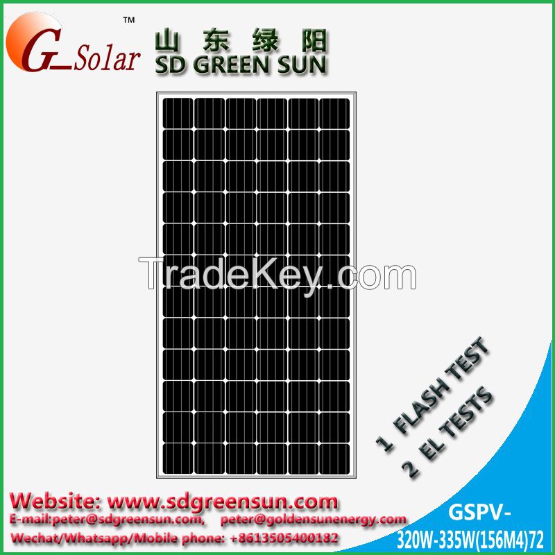 36V 320w-335w mono solar panel with positive tolerance