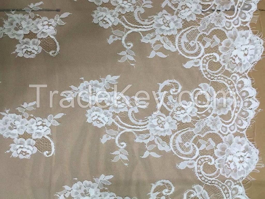 Sale :Raschel Rose eyelash lace french lace with cord wedding dress lace fabric wholesale