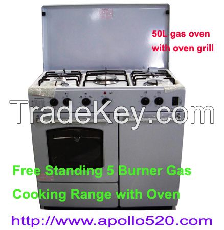 Sell Free Standing Gas 5 Burner Range Stove with Oven