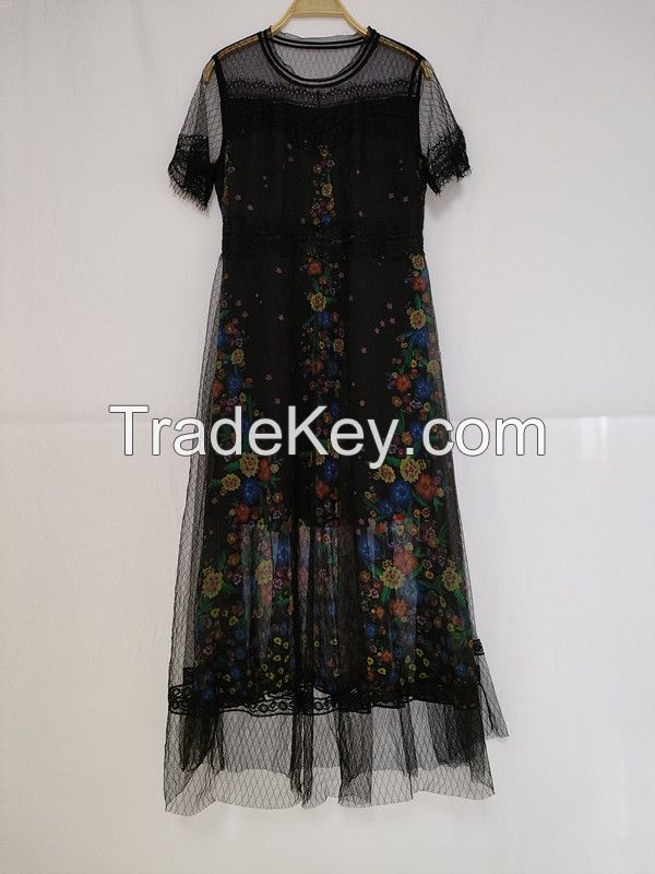 women's tulle dress printed