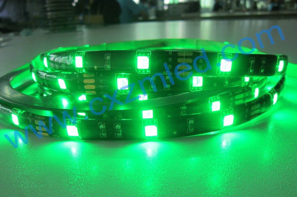 waterproof flexible Green led strip 5m, car led strip lights black board 60led/m 5050 LED strip light