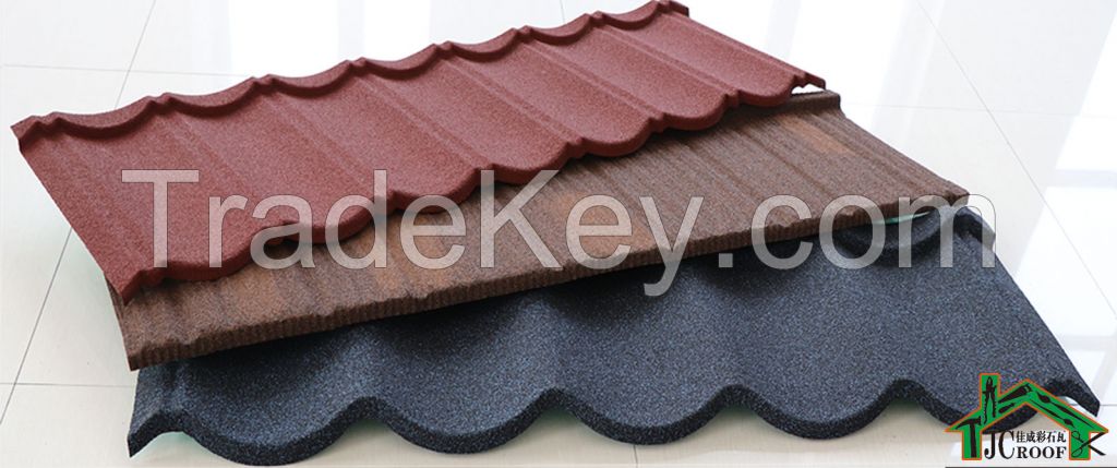 Shingle stone coated roofing tiles