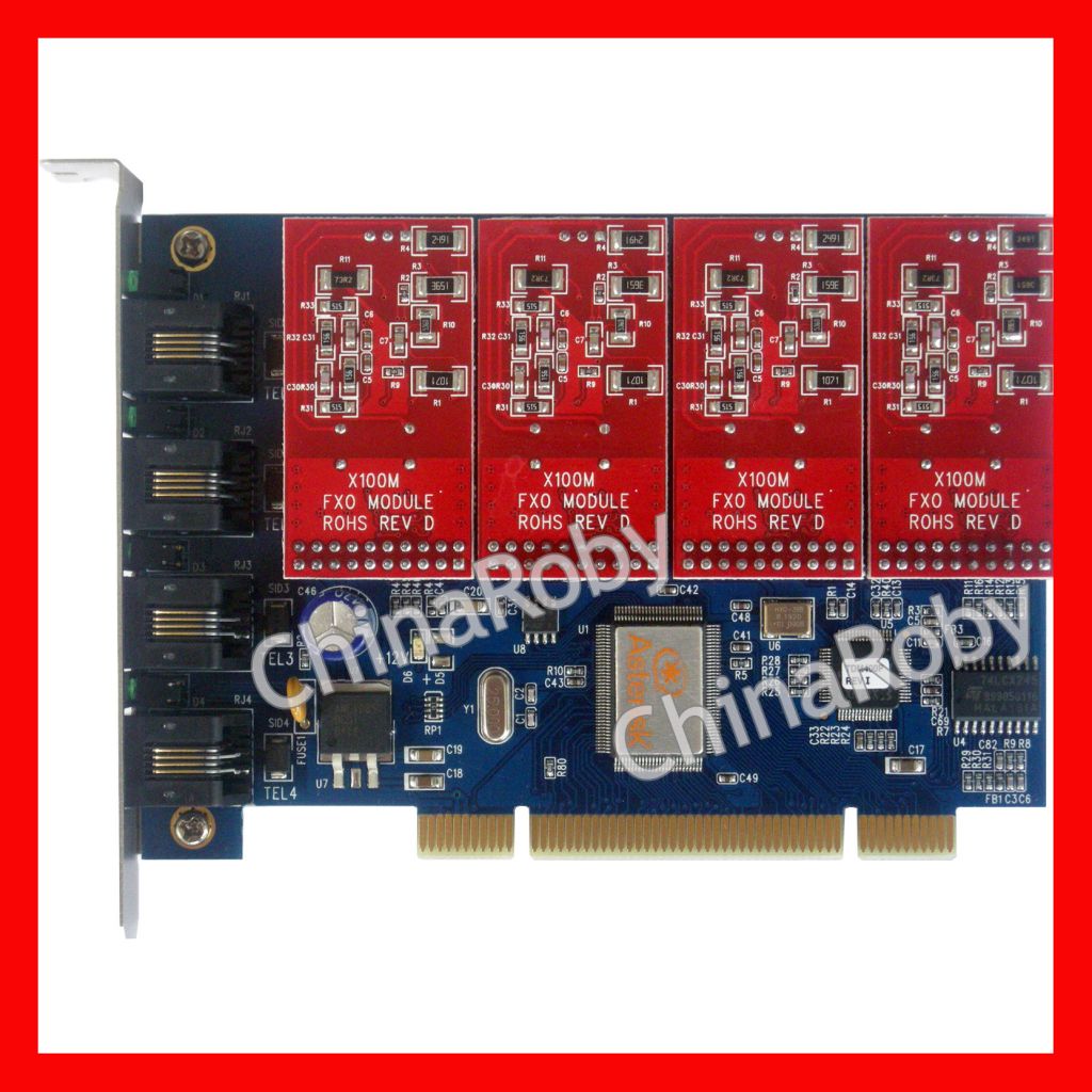 TDM400P -4 Port FXO FXS card , supports Asterisk Trixbox Elastix FreePBX, tdm410p