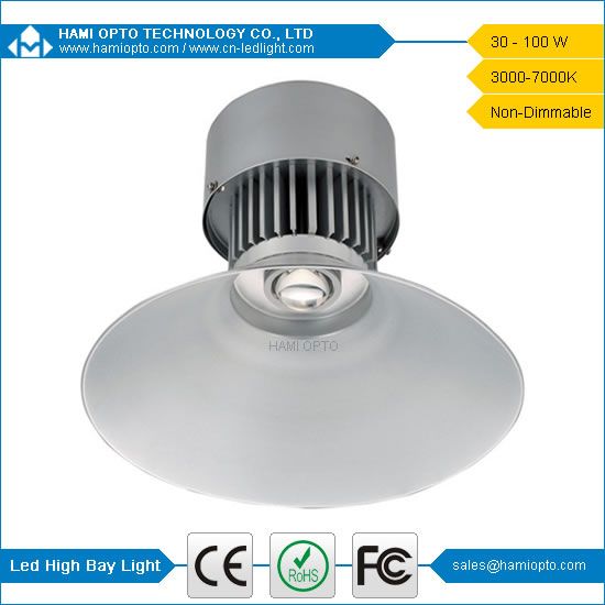 Super Bright 50W 120degree reflector  High Bay LED Light CE ROHS Certification