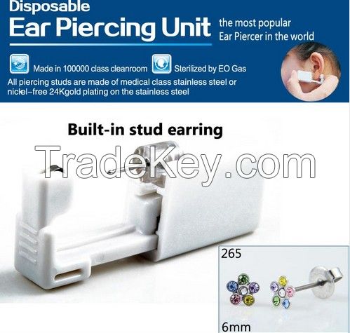 best selling disposable ear piercing gun+stainless 5 flower earring ...