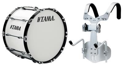 TAMA STARLIGHT R1614BKX-SGW 16' MARCHING BASS DRUM W/CARRIER, SUGAR WHITE TAMA