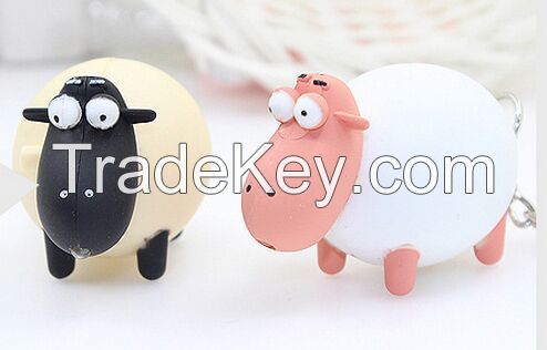 YL-k171 sheep shape LED keychain with sound