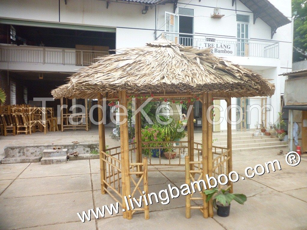 Bamboo Gazebo Hexagonal Shape For Outdoor Furniture