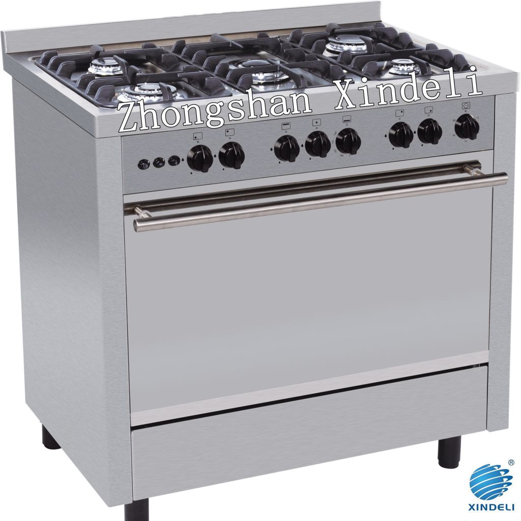 Dull polished freestanding gas range oven