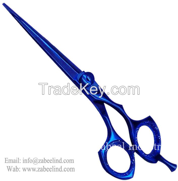 Professional Barber Scissors TITANIUM BLUE Color SSJ2 By Zabeel Industries