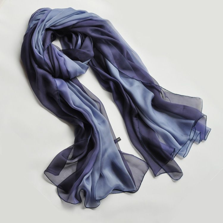 navy ombre silk scarf