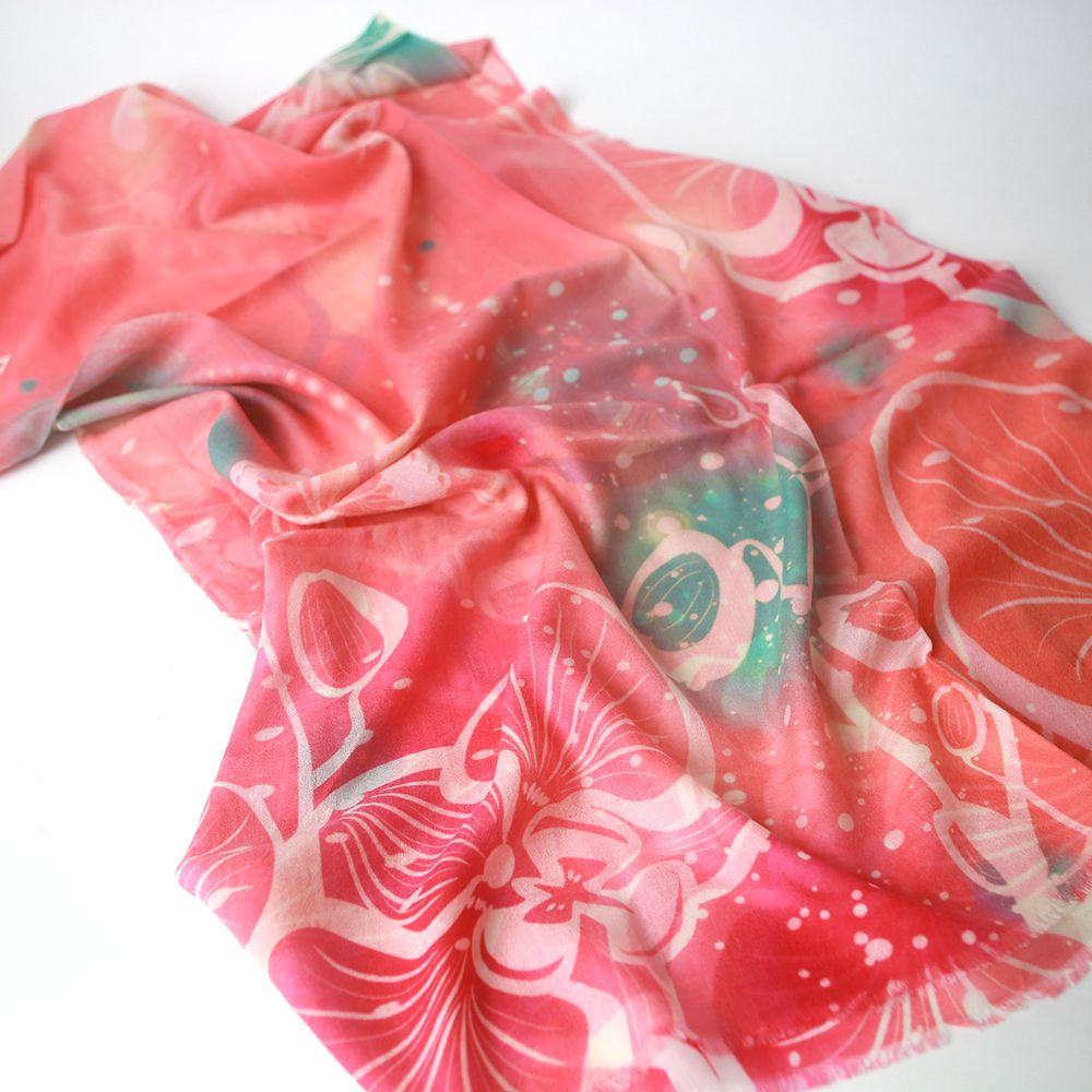 extrafine wool scarf shawl digital printed