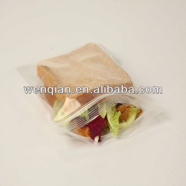 Plastic ziplock packaging bag for sandwich