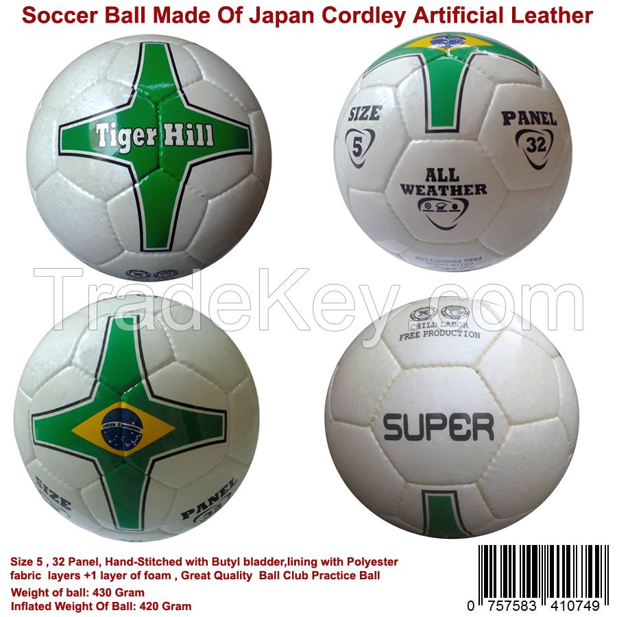 Soccer Ball Super Quality Made By Japan Cardly Artificial Leather Size 5 Hand Stitched