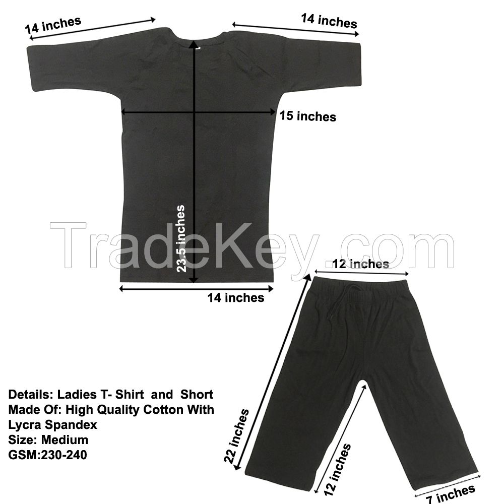 Women/ Ladies T-shirt and Short gym wear made of high quality cotton with lycra