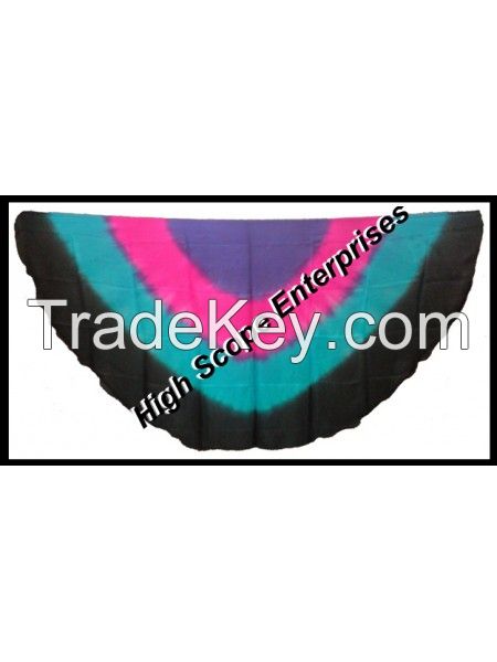 Belly Dance Pure Silk Paj Veil Half Circle 42x87 inches Dyed by Hand