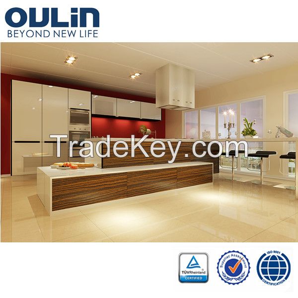 2015 Oulin toppest quality high gloss kitchen cabinets design for sales