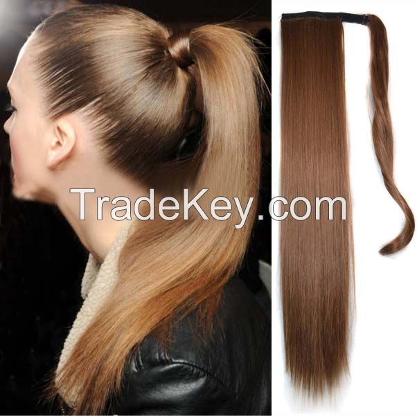 wholesale 50-500pcs/lot +many color mixed +22"/55cm velcro Ponytail synthetic