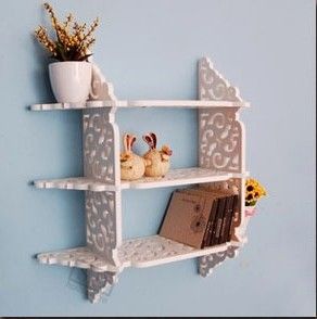 Wood storage rack white color 3 layers