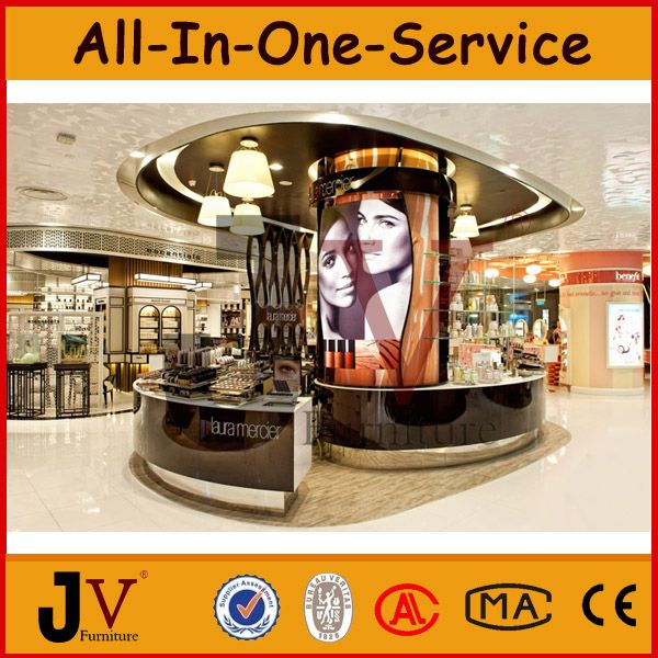 Fair price high quality wooden cosmetic kiosk design for mall cosmetic display