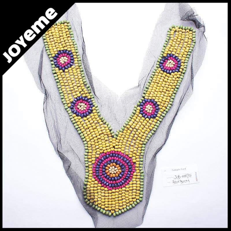 colorful wooden beaded necklines for garments JCB-00071